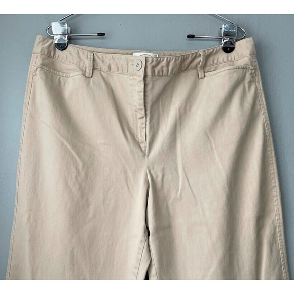 Talbots Size 14 High Rise Stretch Khaki Pants Classic Wide Leg 90s Minimalist - Picture 2 of 6